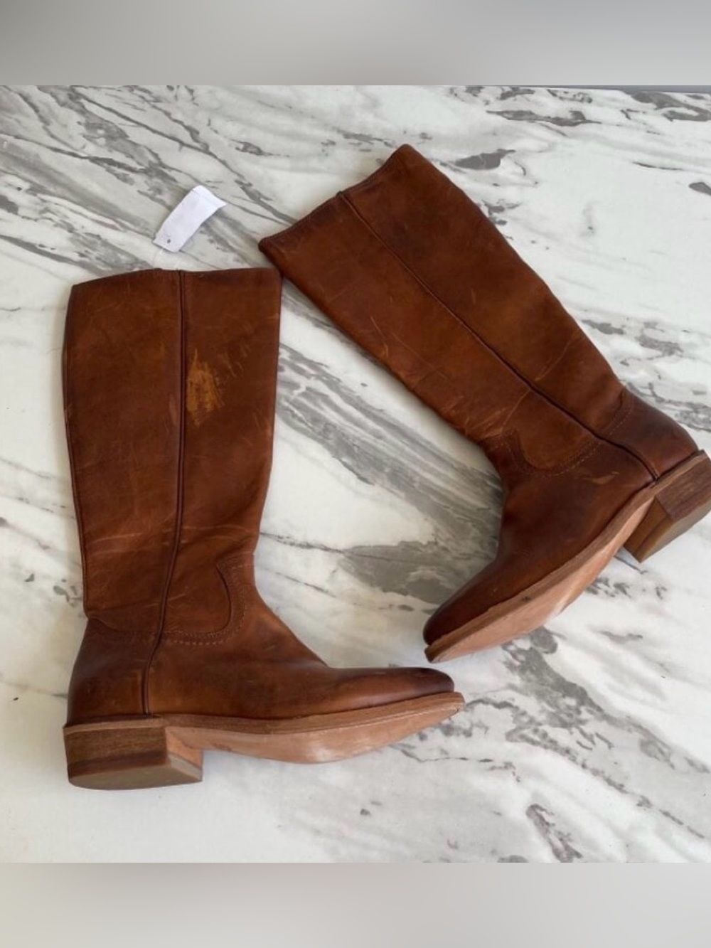 Frye Cognac Leather Knee-High Riding Boots